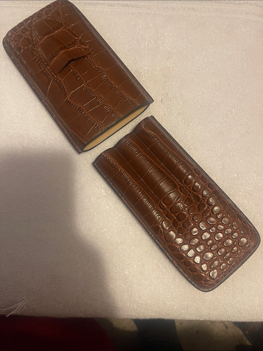 Brown Croc-Embossed Leather Men’s Accessory Case